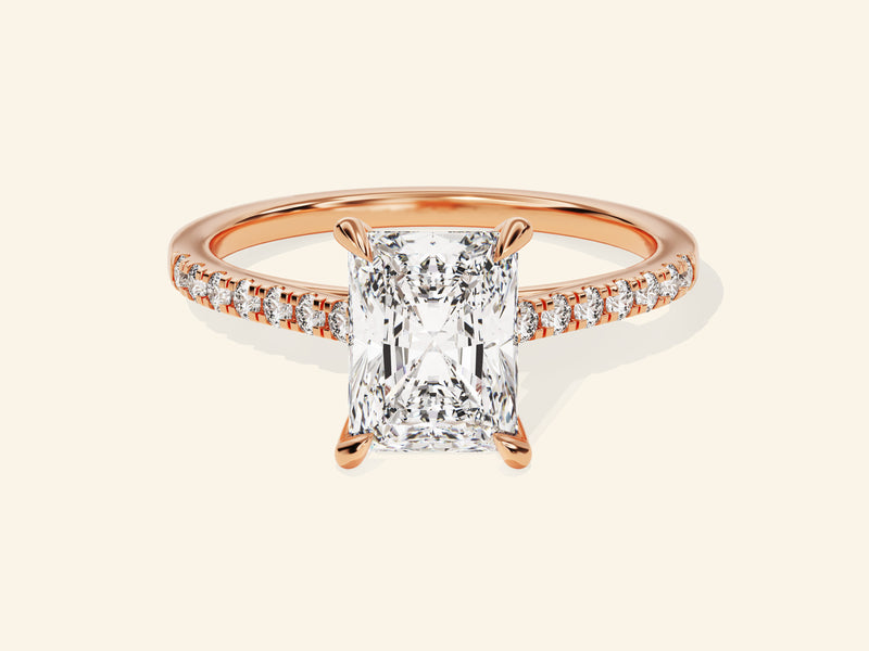 Radiant Cut Engagement Ring with Pave Set Side Stones