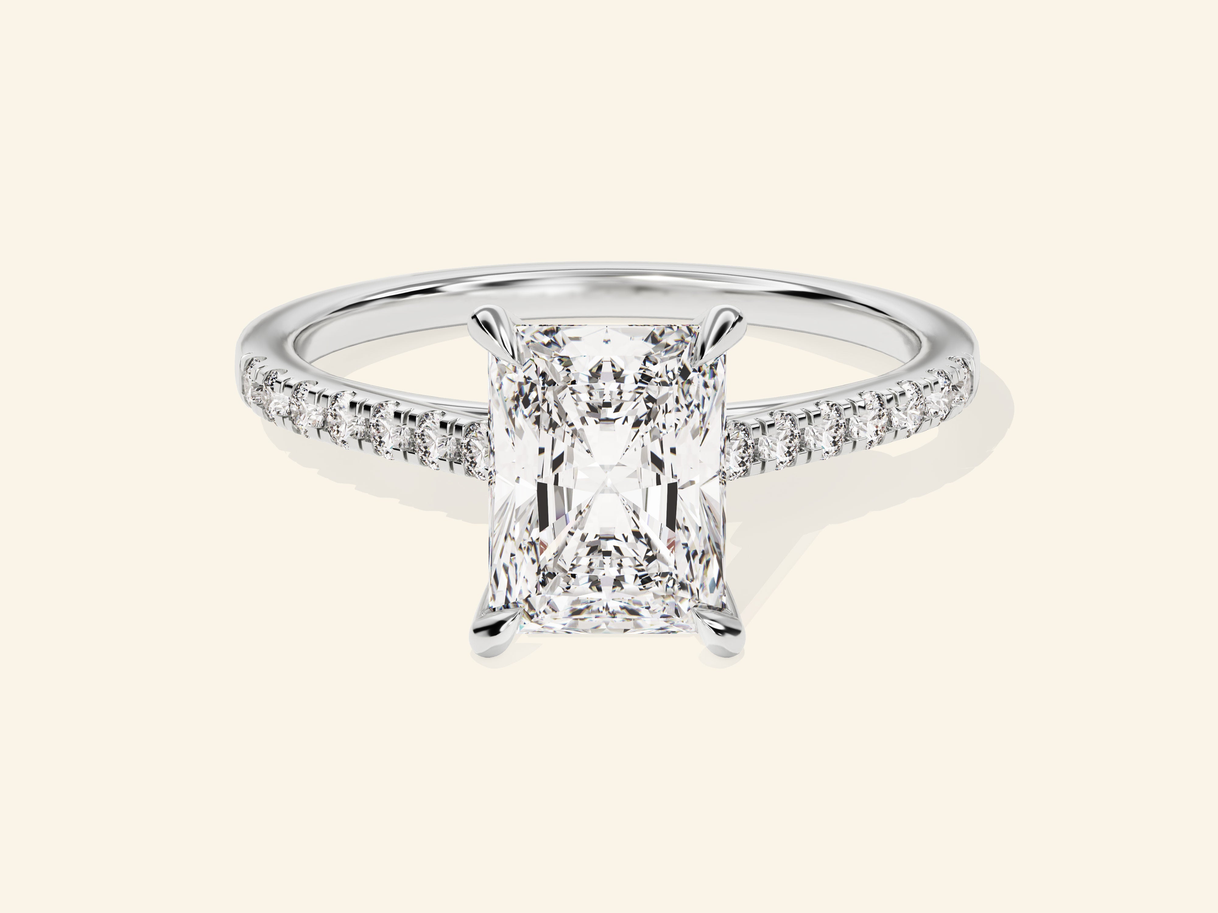 Radiant Cut Engagement Ring with Pave Set Side Stones