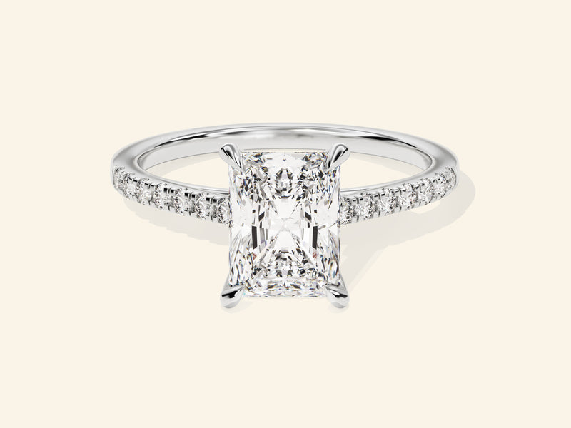 Radiant Cut Engagement Ring with Pave Set Side Stones