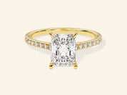 Radiant Cut Engagement Ring with Pave Set Side Stones