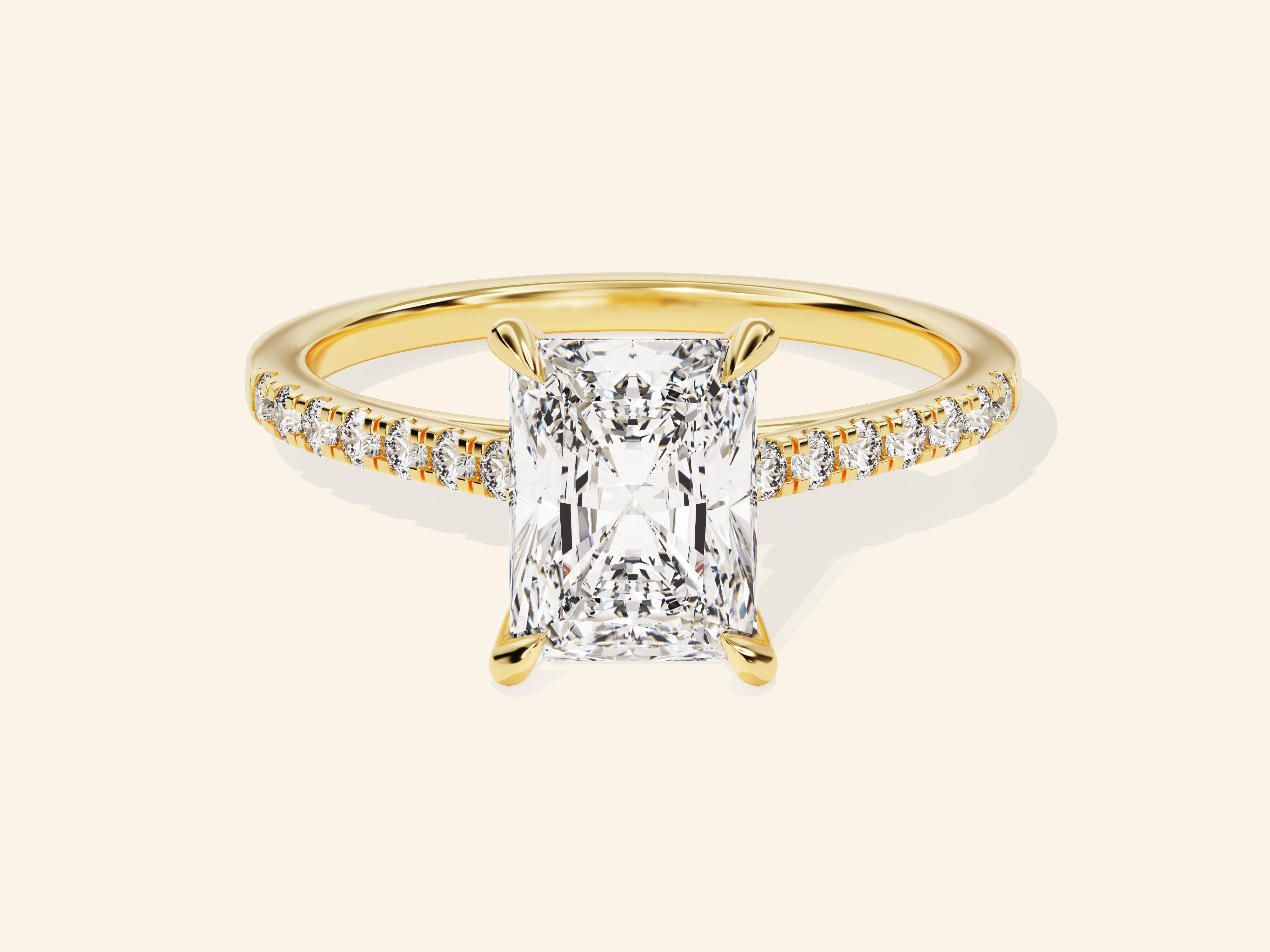 Radiant Cut Engagement Ring with Pave Set Side Stones