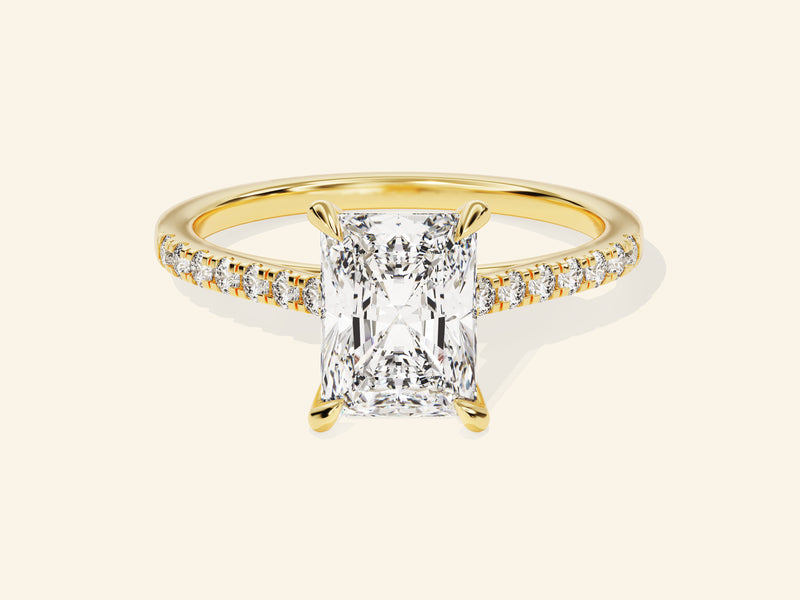 Radiant Cut Engagement Ring with Pave Set Side Stones