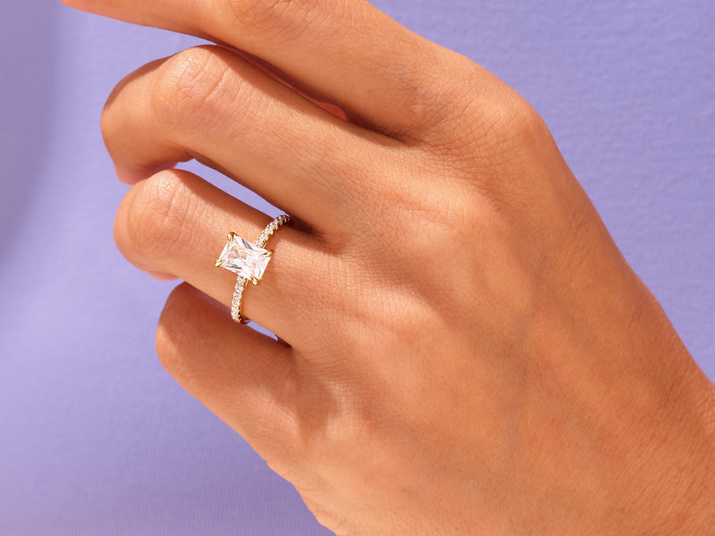 Radiant Cut Engagement Ring with Pave Set Side Stones