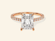 Radiant Cut Engagement Ring with Pave Set Side Stones