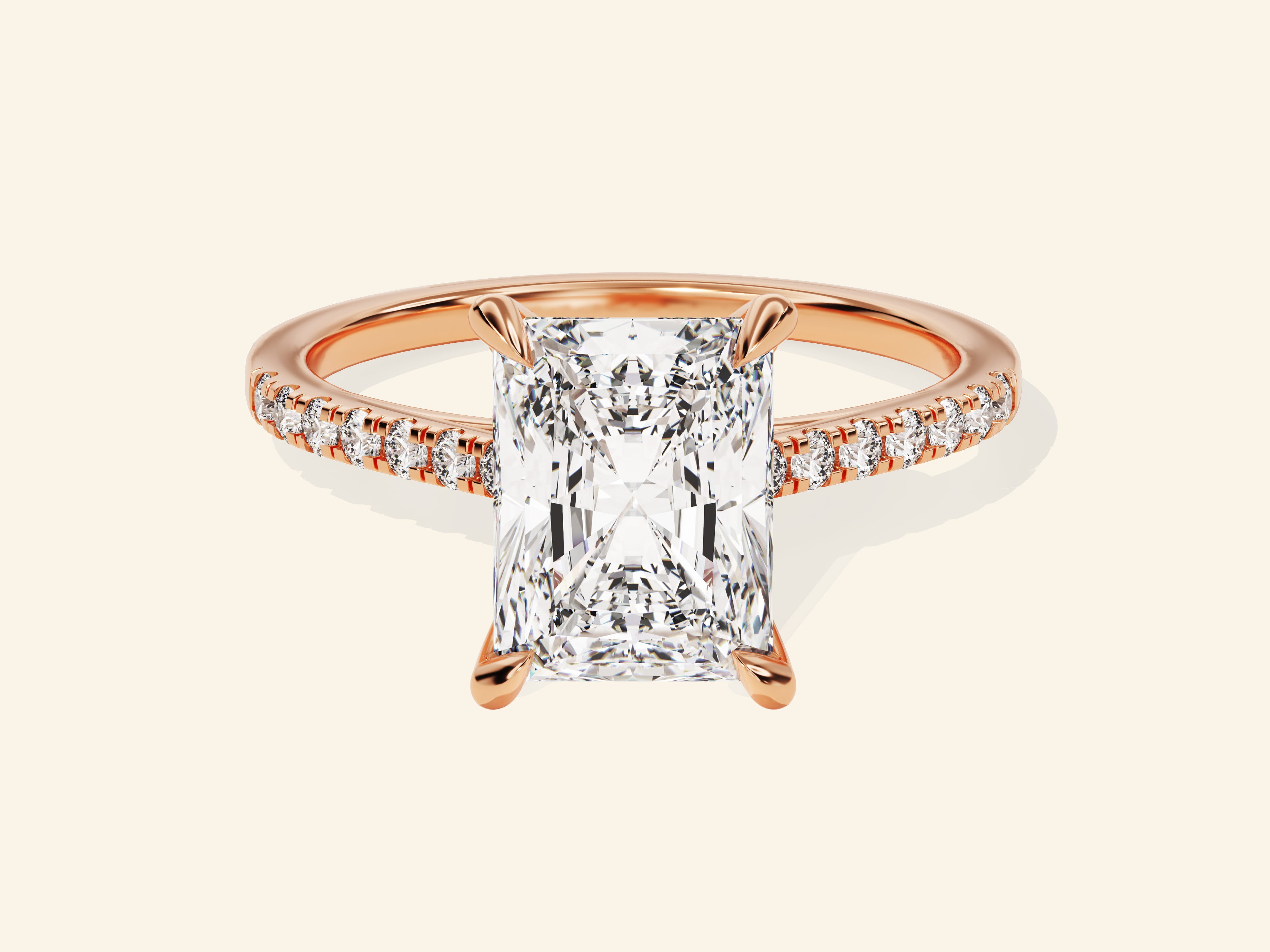 Radiant Cut Engagement Ring with Pave Set Side Stones