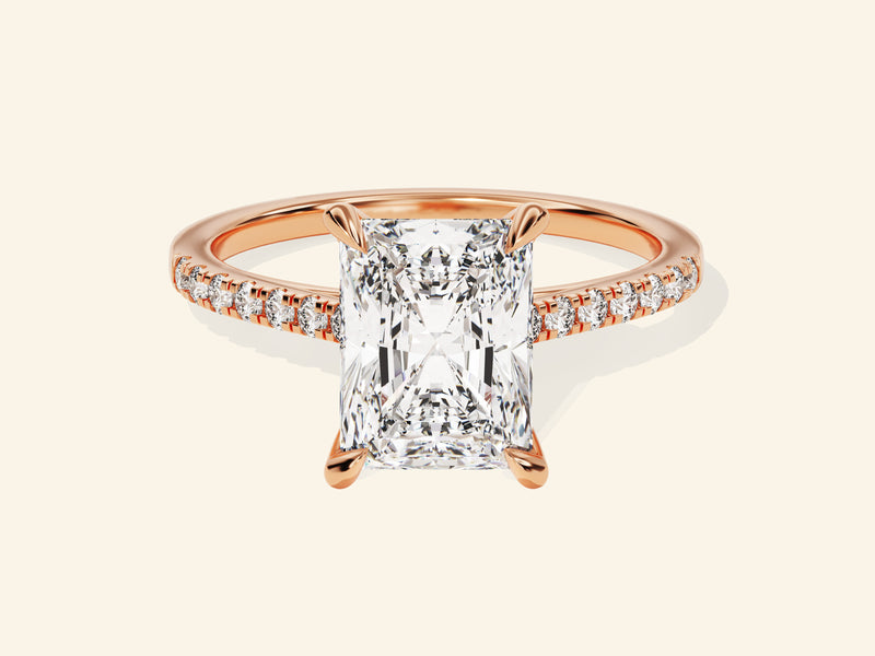 Radiant Cut Engagement Ring with Pave Set Side Stones