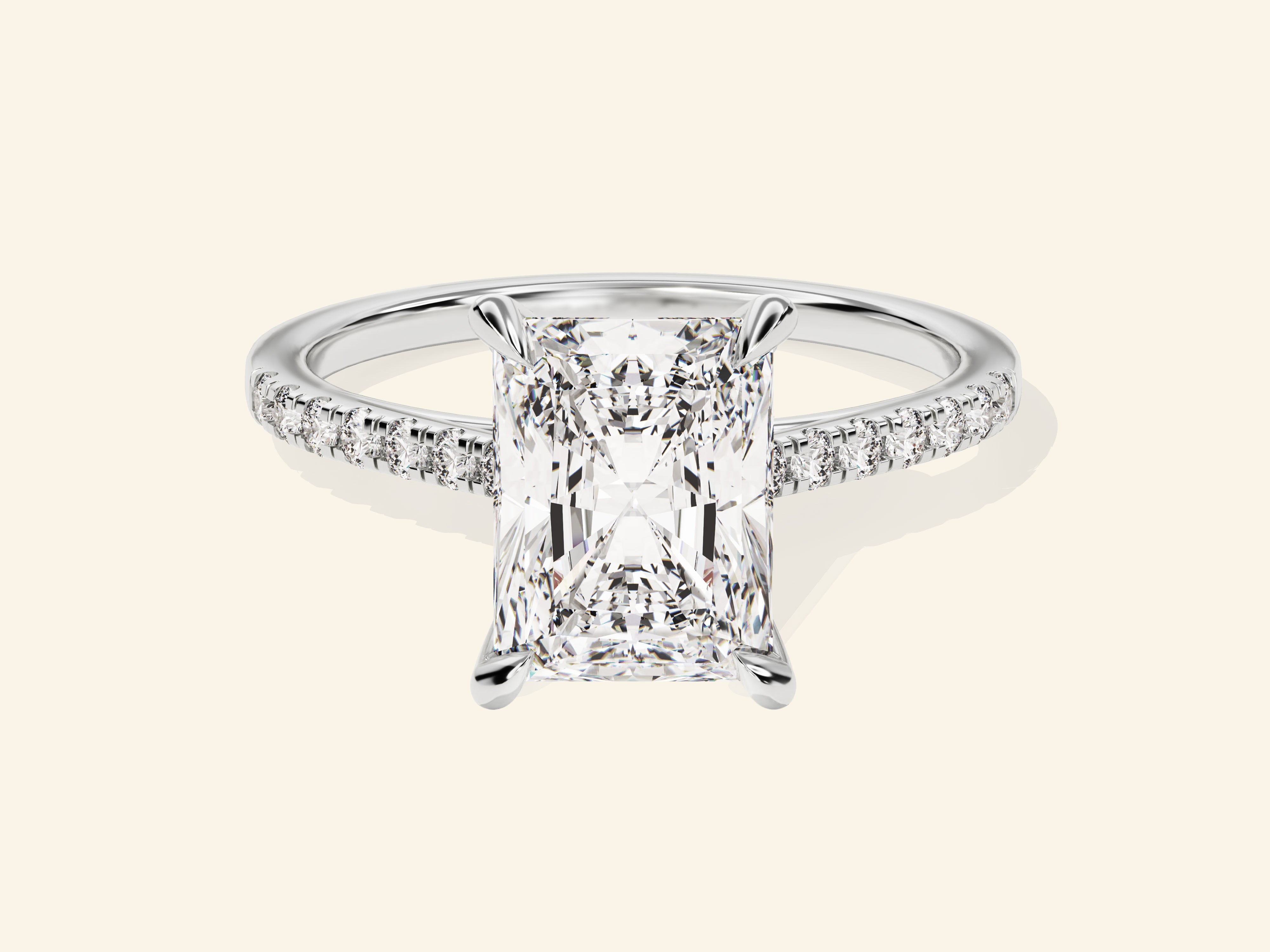 Radiant Cut Engagement Ring with Pave Set Side Stones