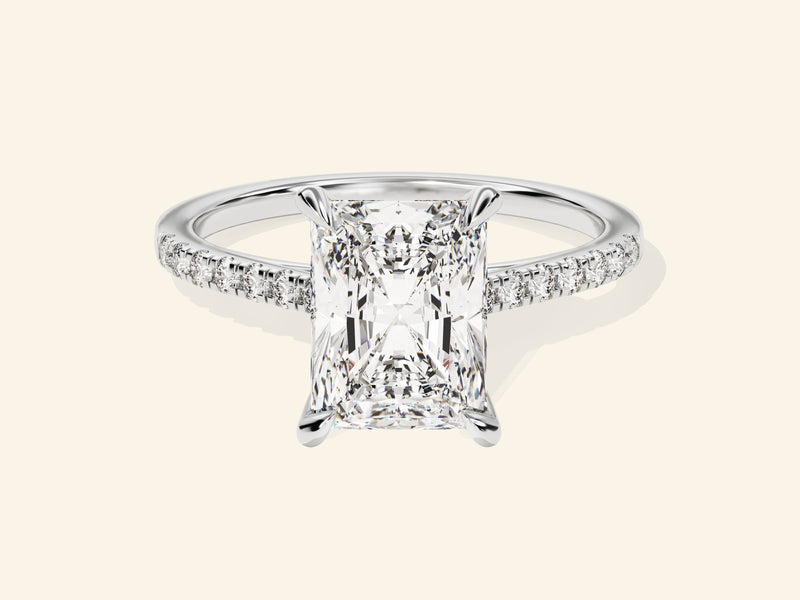 Radiant Cut Engagement Ring with Pave Set Side Stones