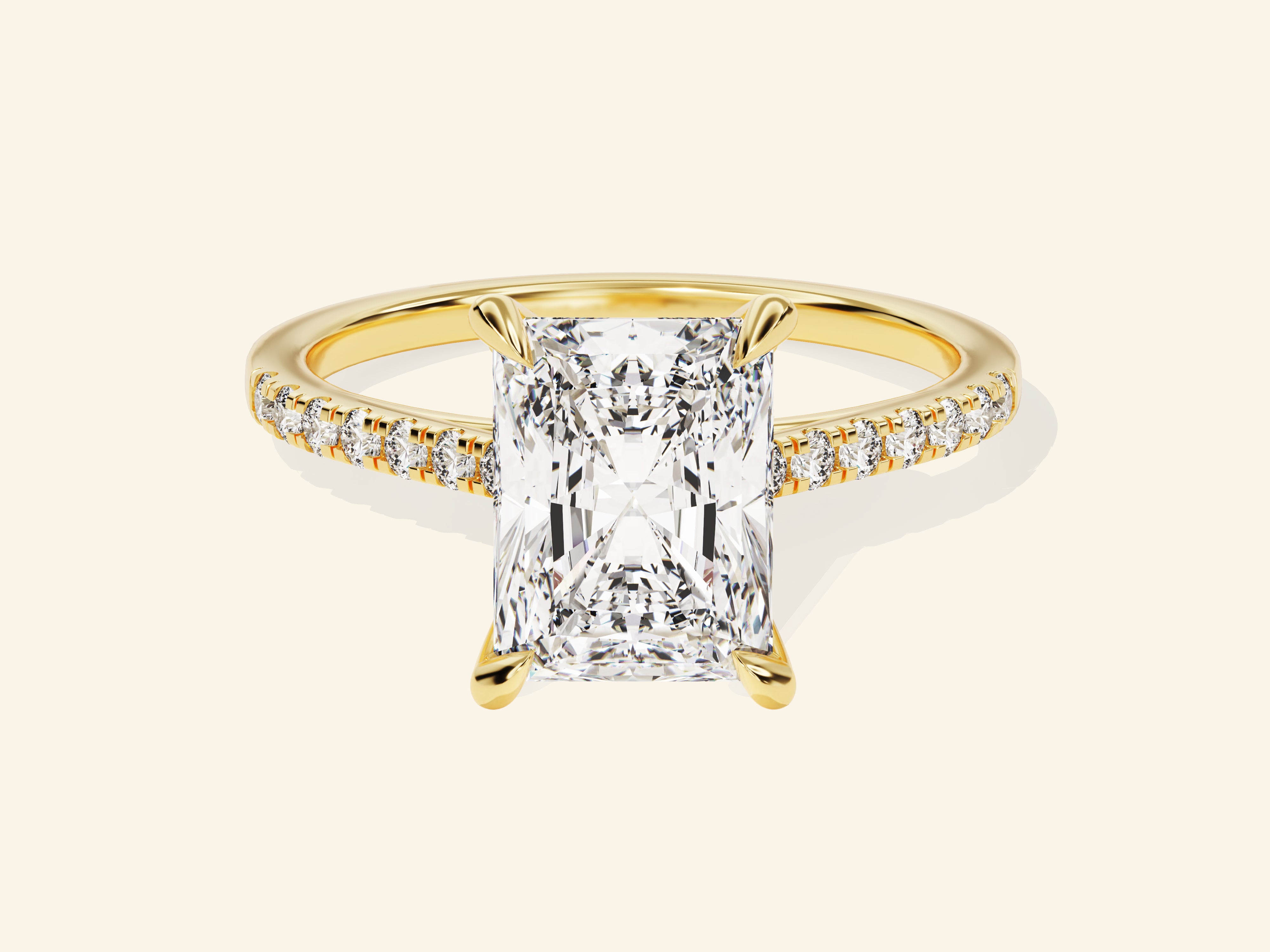 Radiant Cut Engagement Ring with Pave Set Side Stones