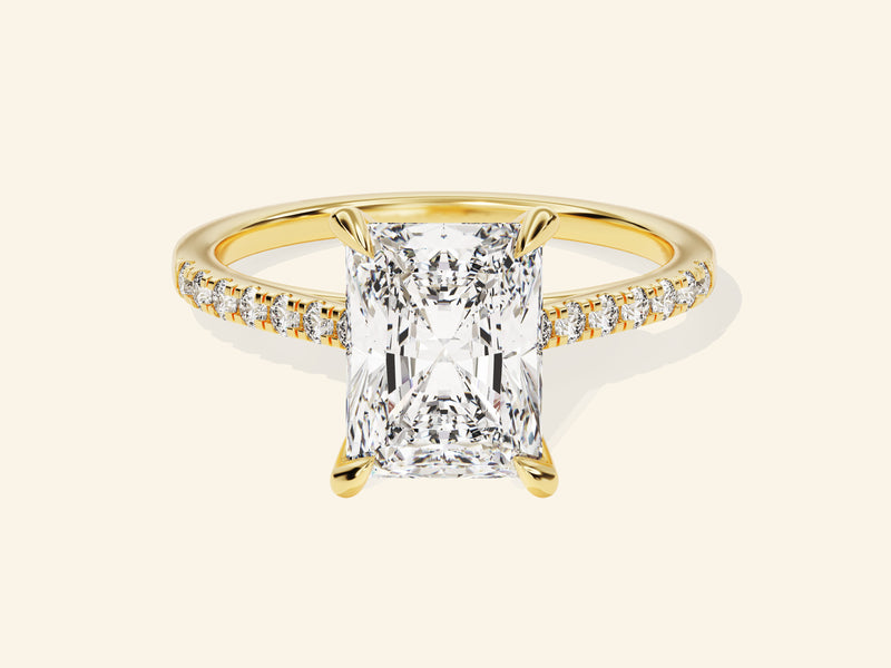 Radiant Cut Engagement Ring with Pave Set Side Stones