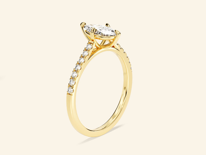 Marquise Cut Engagement Ring with Pave Set Side Stones