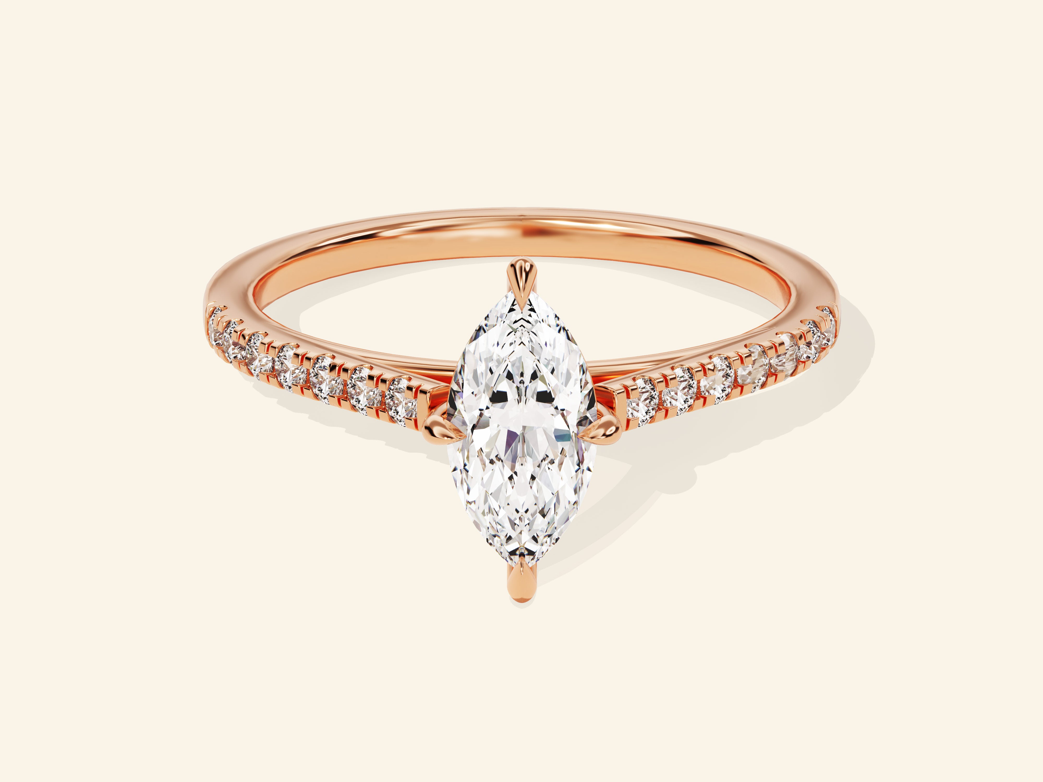 Marquise Cut Engagement Ring with Pave Set Side Stones