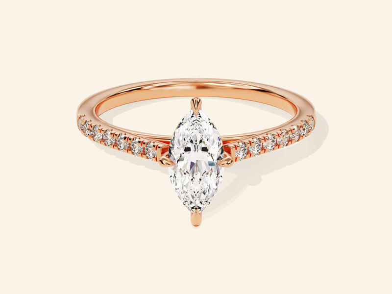 Marquise Cut Engagement Ring with Pave Set Side Stones