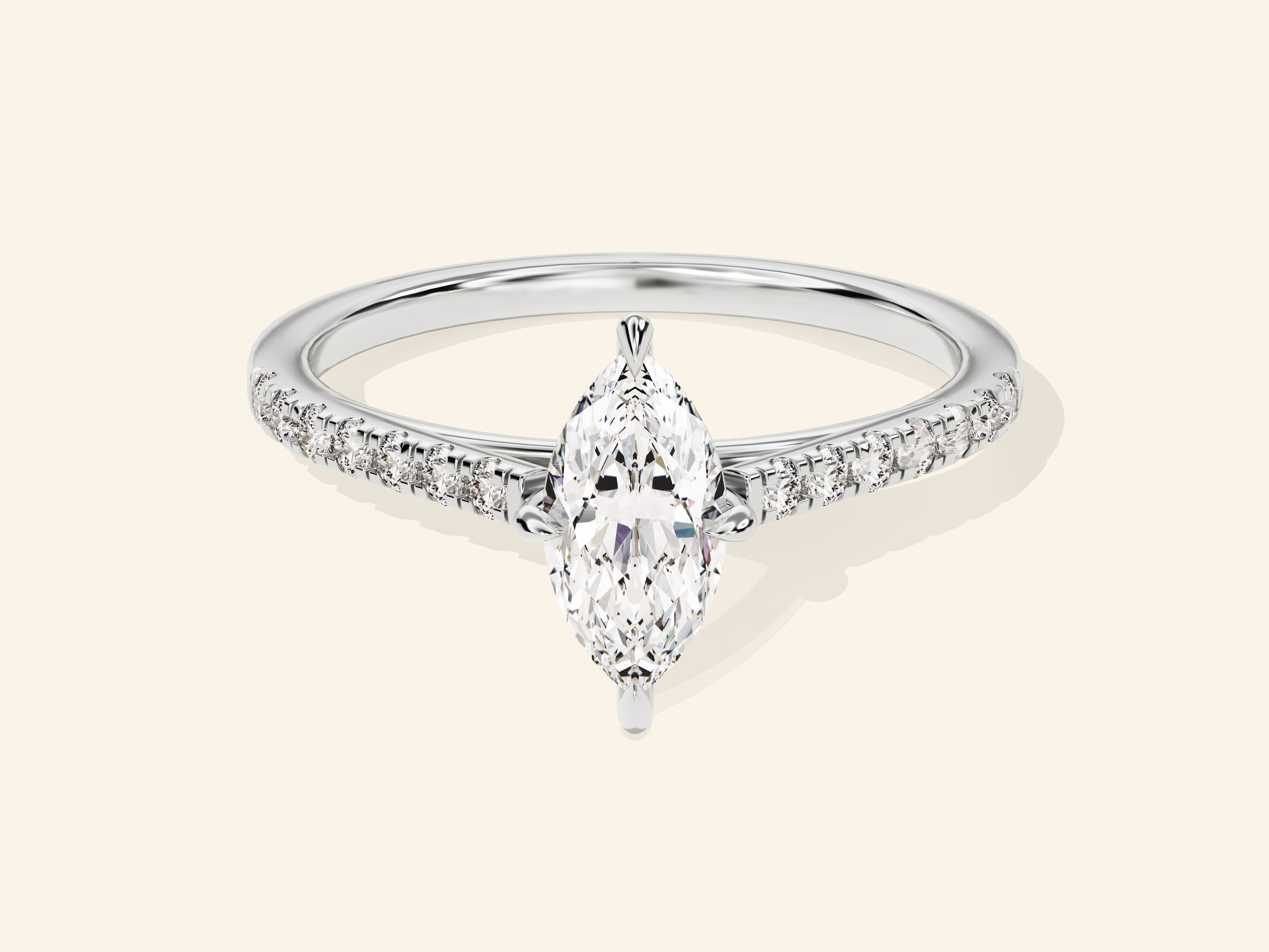 Marquise Cut Engagement Ring with Pave Set Side Stones