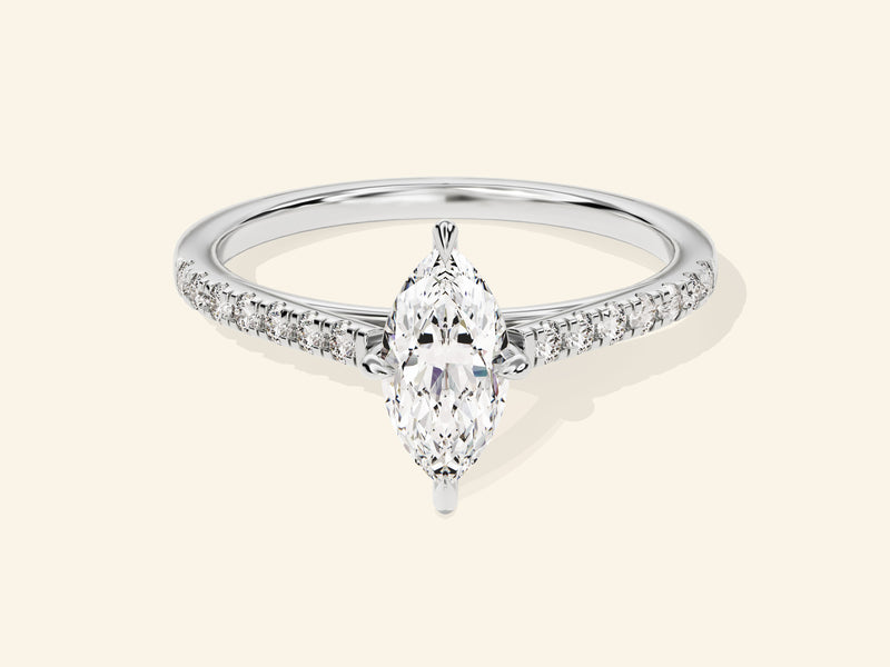 Marquise Cut Engagement Ring with Pave Set Side Stones
