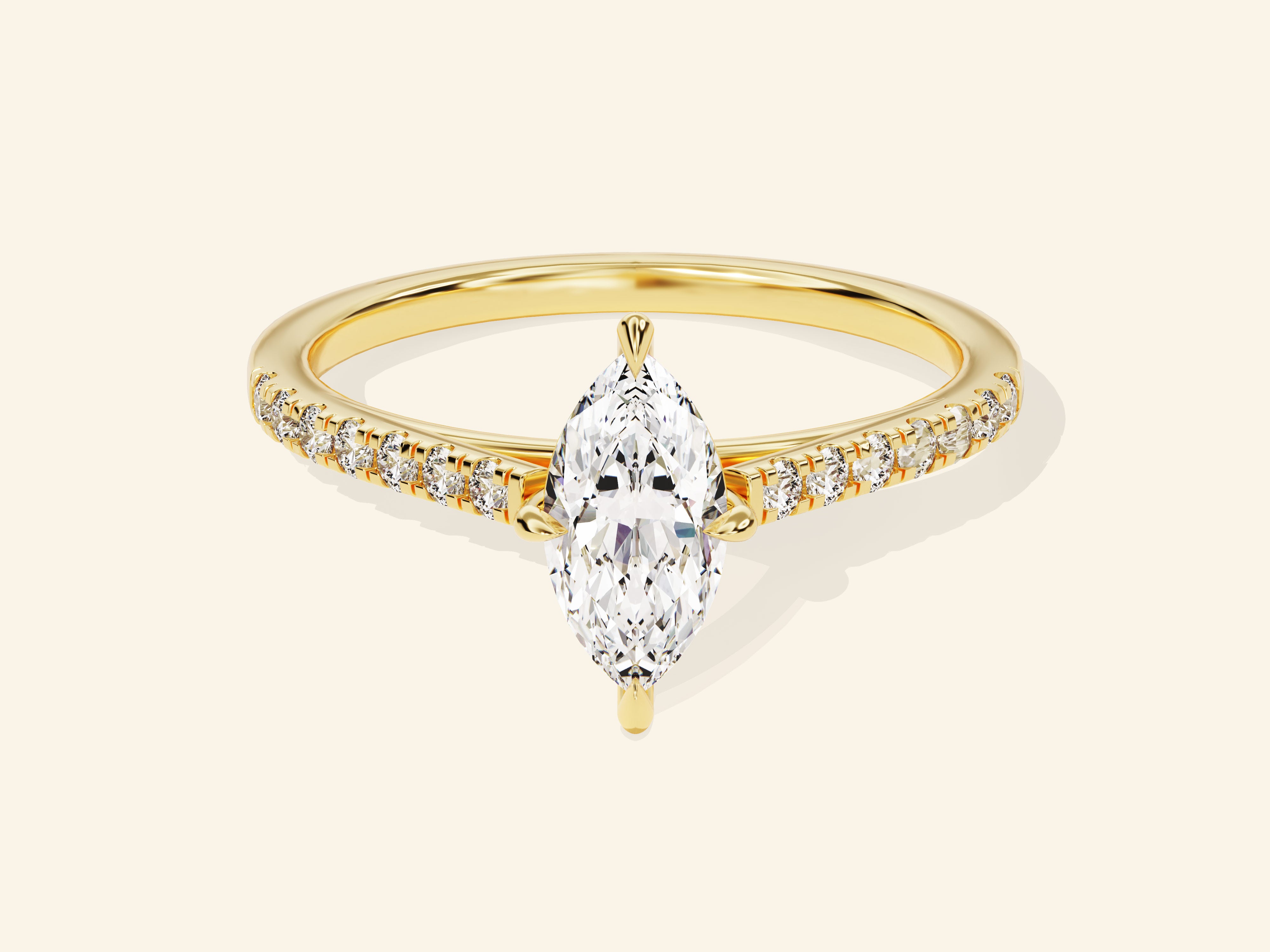 Marquise Cut Engagement Ring with Pave Set Side Stones