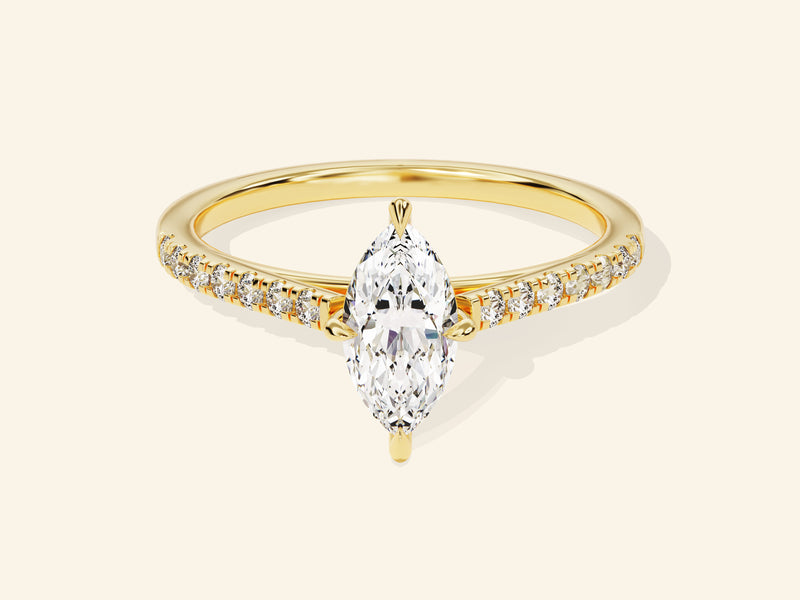 Marquise Cut Engagement Ring with Pave Set Side Stones