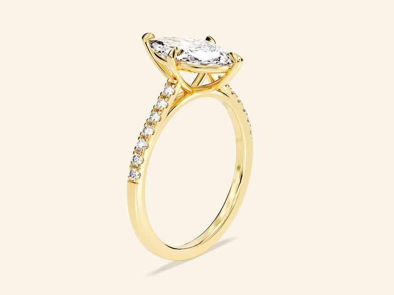 Marquise Cut Engagement Ring with Pave Set Side Stones