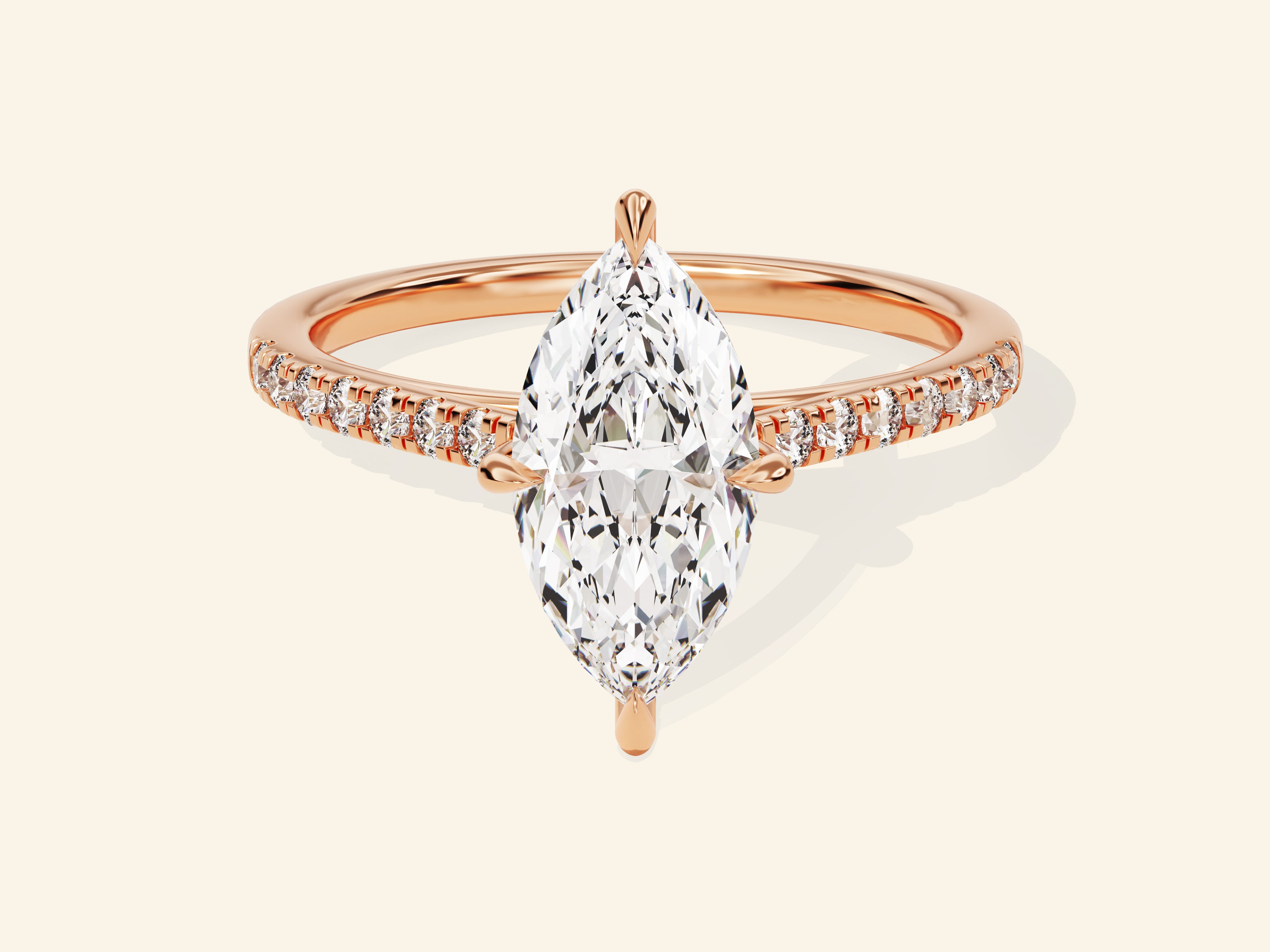 Marquise Cut Engagement Ring with Pave Set Side Stones