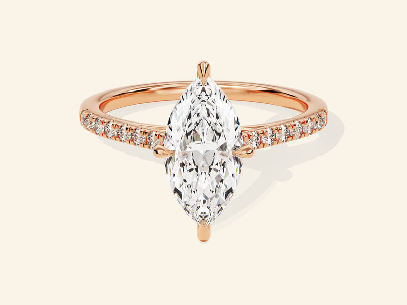 Marquise Cut Engagement Ring with Pave Set Side Stones