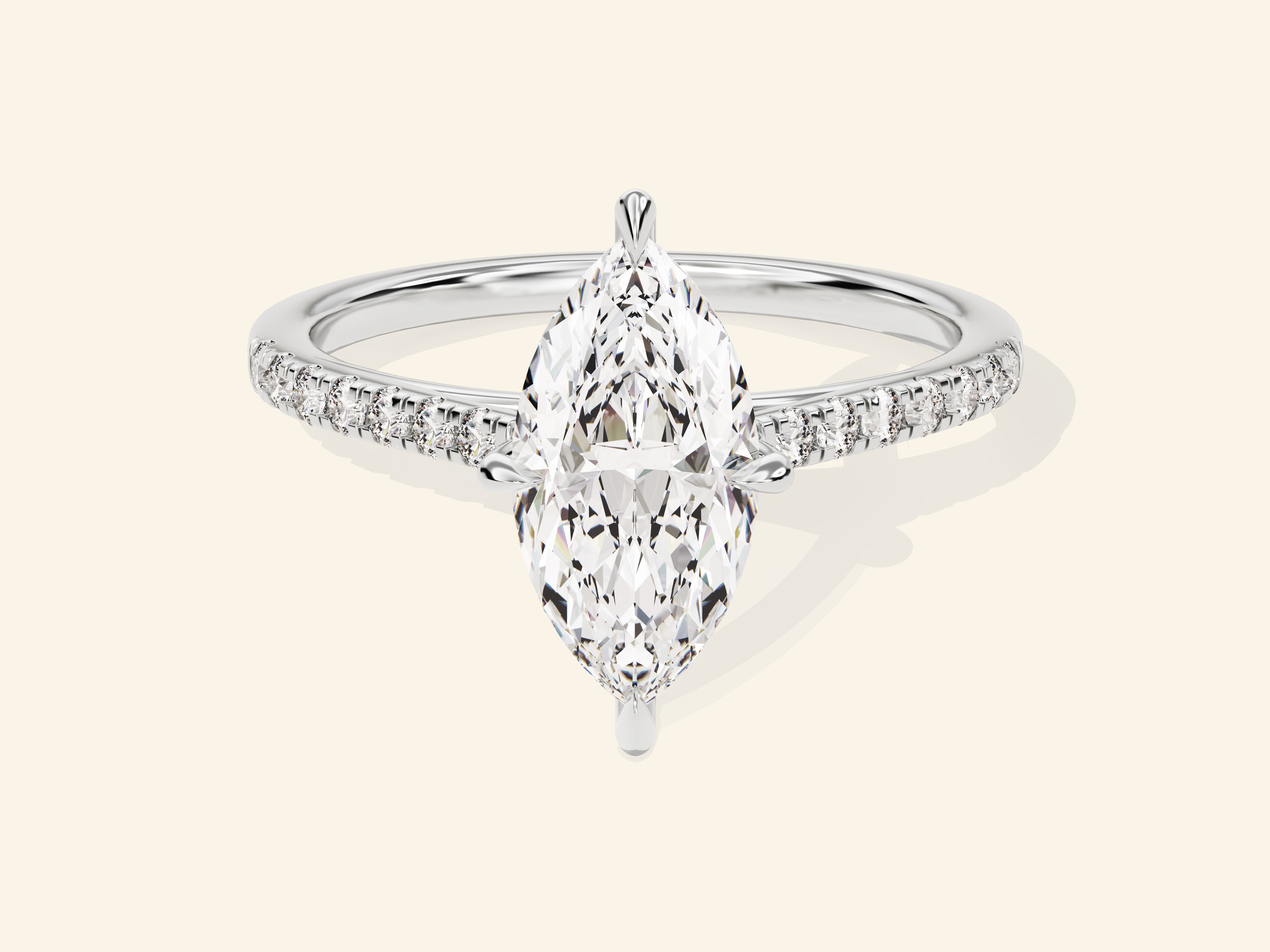 Marquise Cut Engagement Ring with Pave Set Side Stones