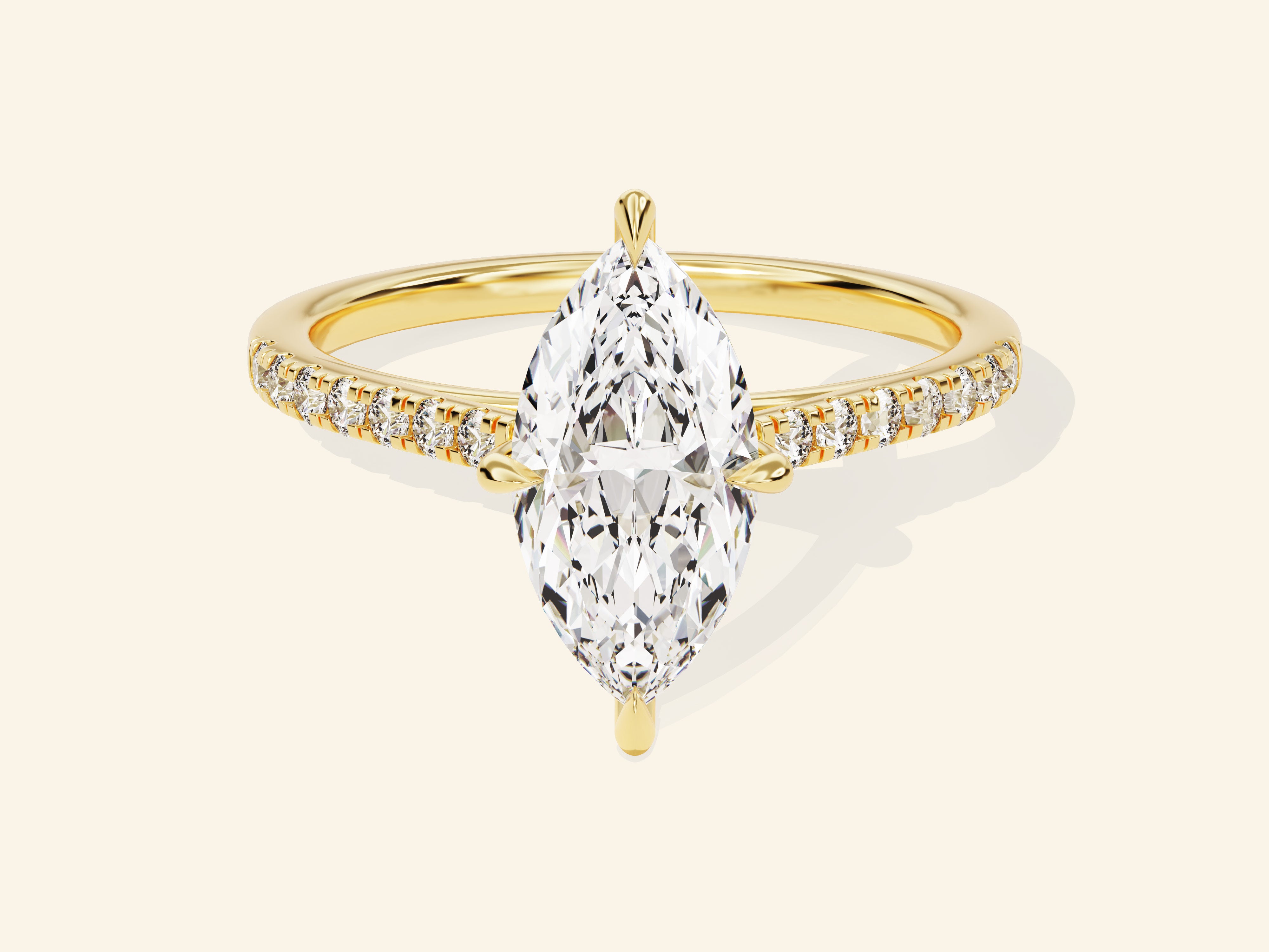 Marquise Cut Engagement Ring with Pave Set Side Stones