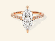 Marquise Cut Engagement Ring with Pave Set Side Stones