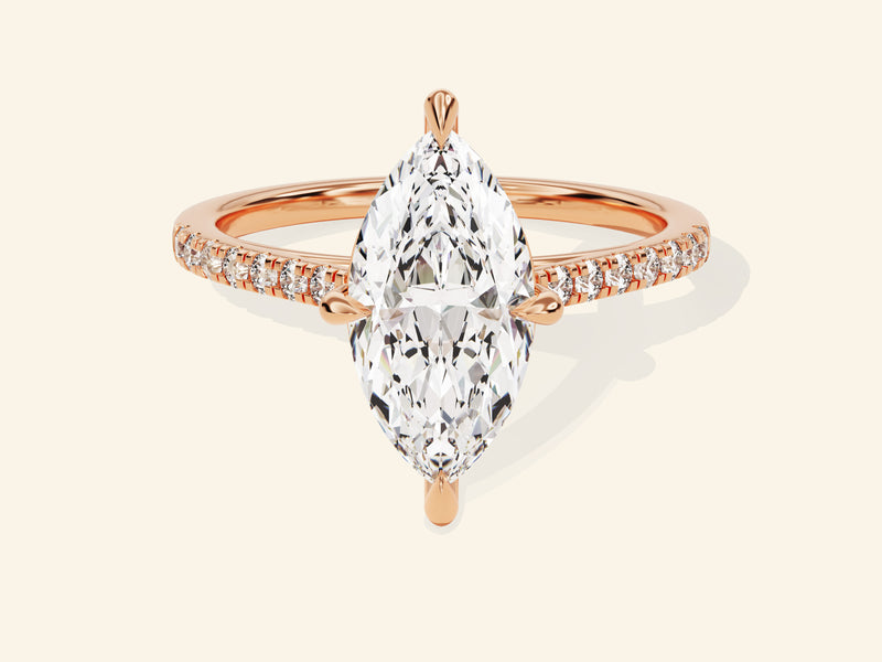 Marquise Cut Engagement Ring with Pave Set Side Stones