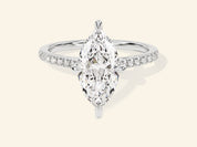 Marquise Cut Engagement Ring with Pave Set Side Stones