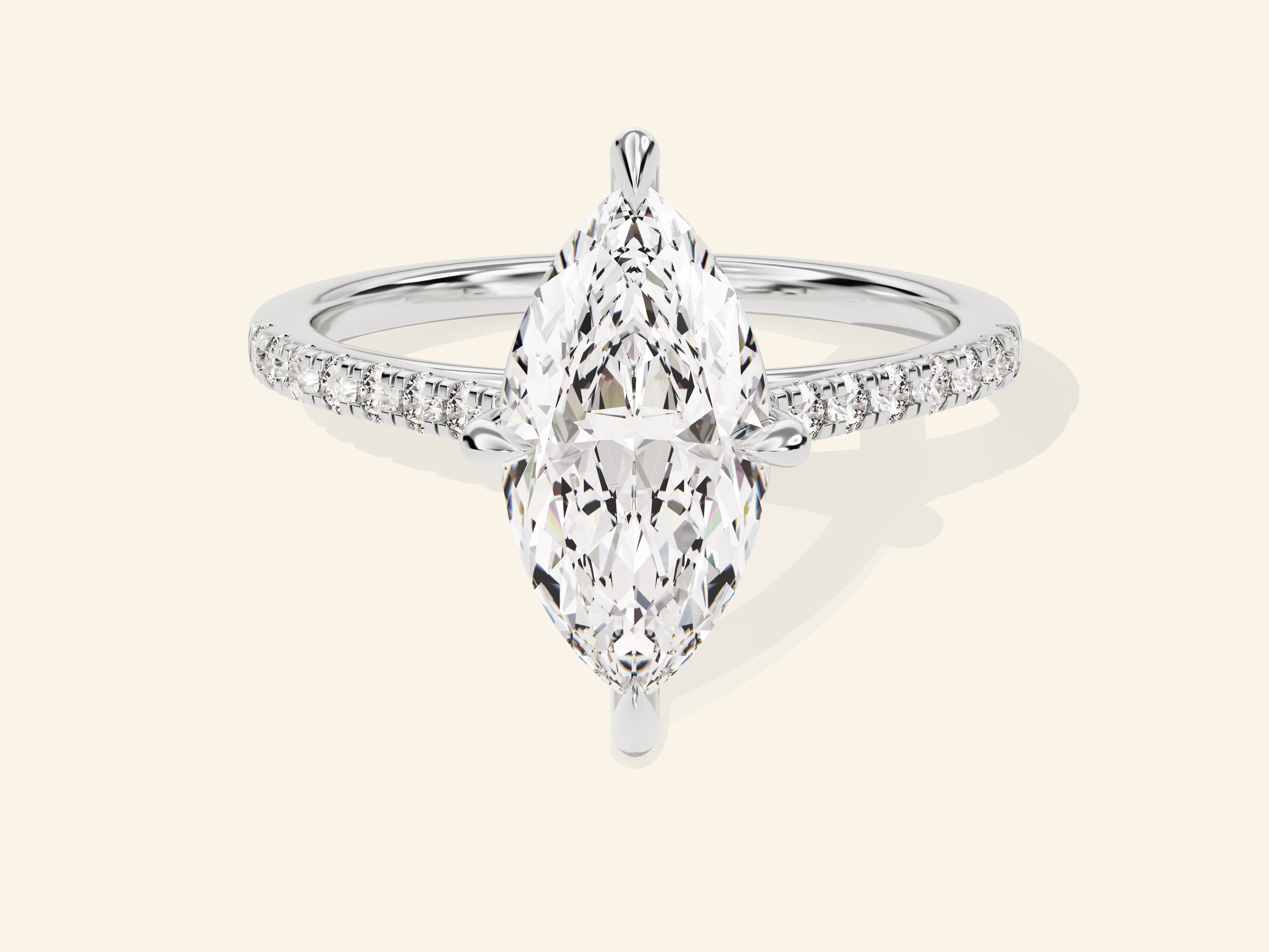 Marquise Cut Engagement Ring with Pave Set Side Stones