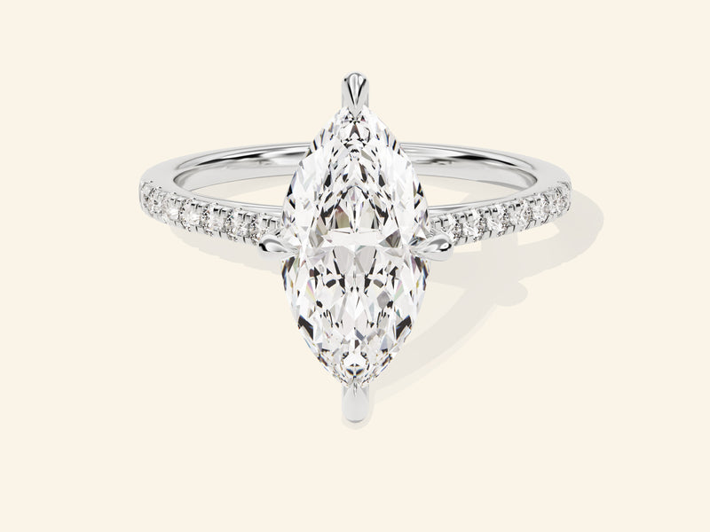 Marquise Cut Engagement Ring with Pave Set Side Stones