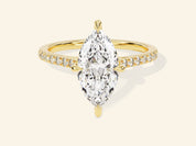Marquise Cut Engagement Ring with Pave Set Side Stones
