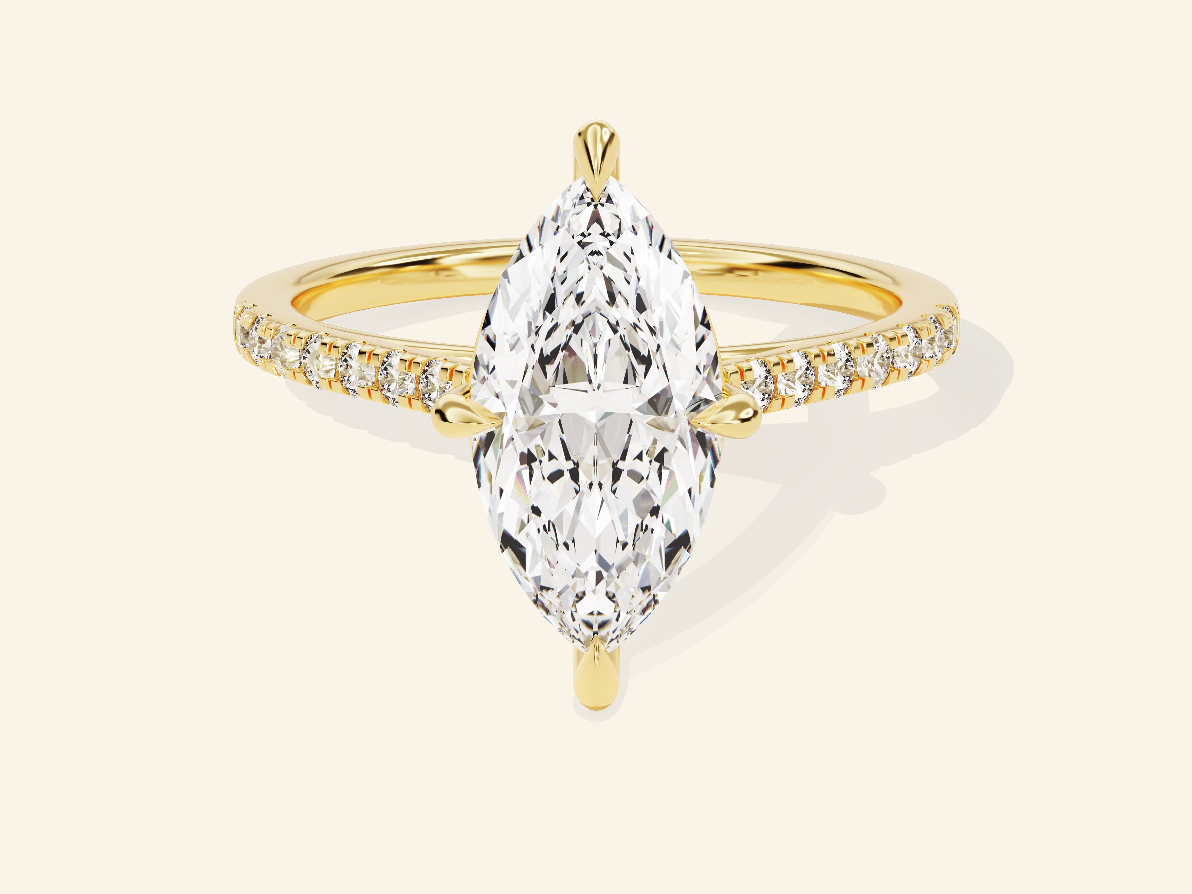 Marquise Cut Engagement Ring with Pave Set Side Stones
