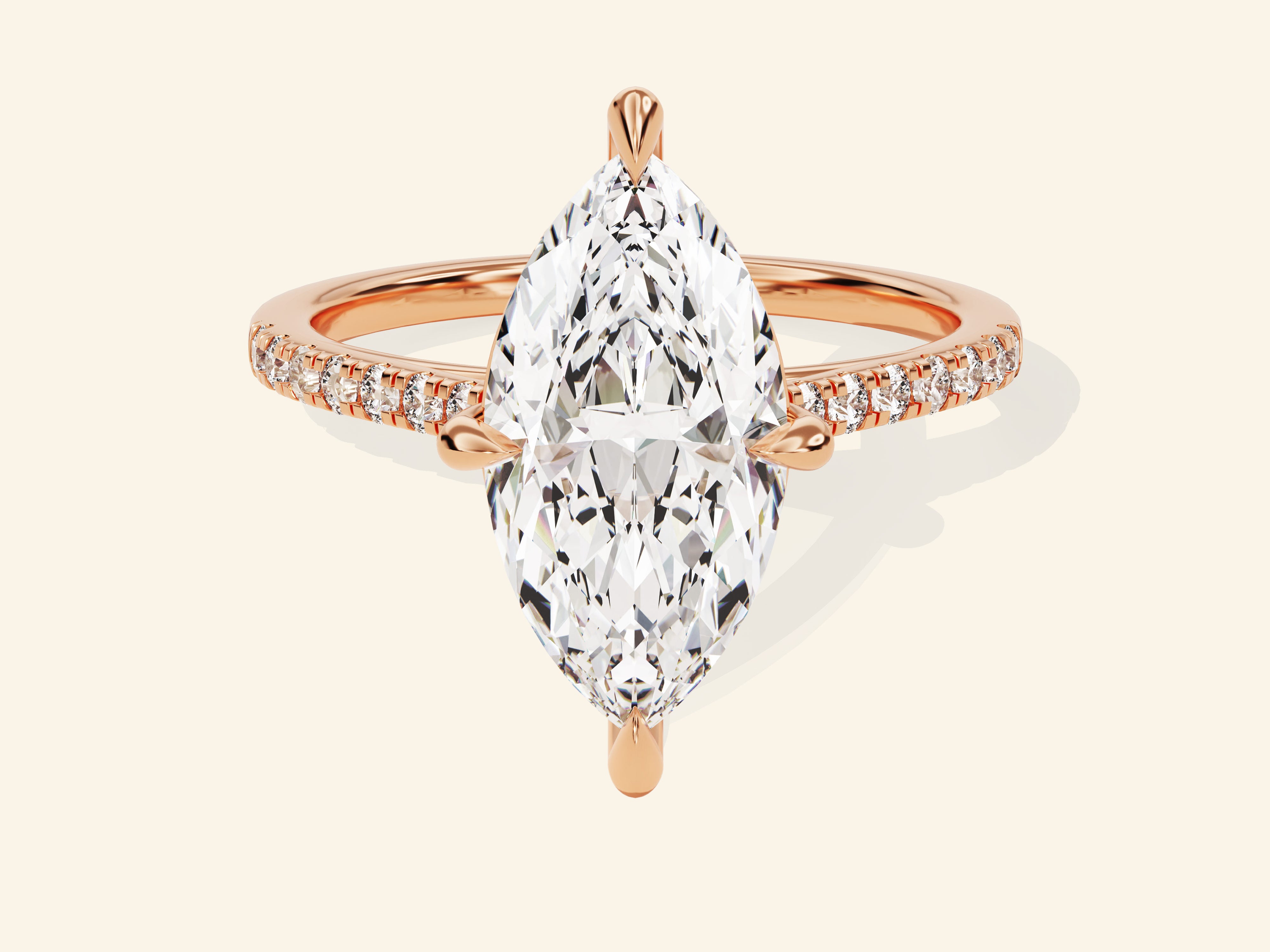 Marquise Cut Engagement Ring with Pave Set Side Stones