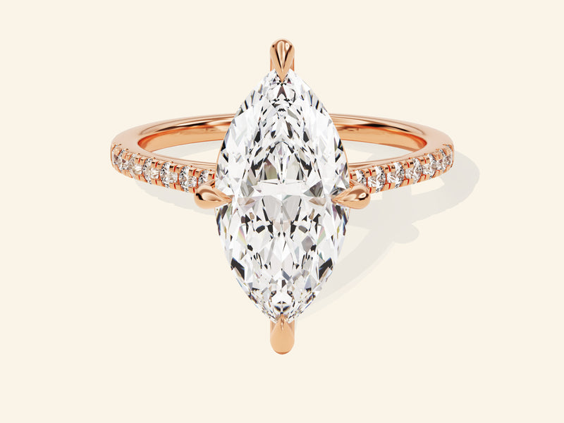 Marquise Cut Engagement Ring with Pave Set Side Stones