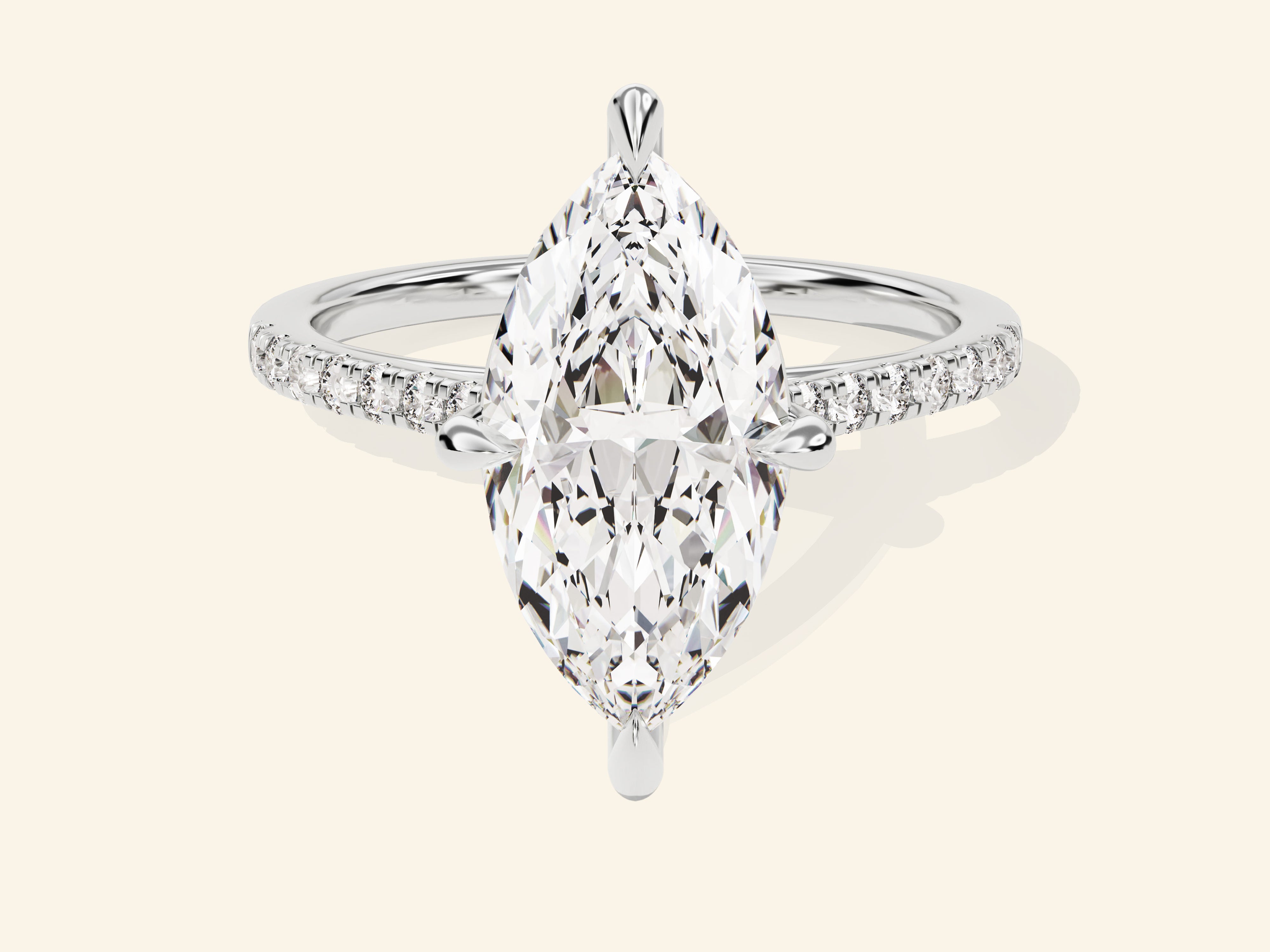 Marquise Cut Engagement Ring with Pave Set Side Stones