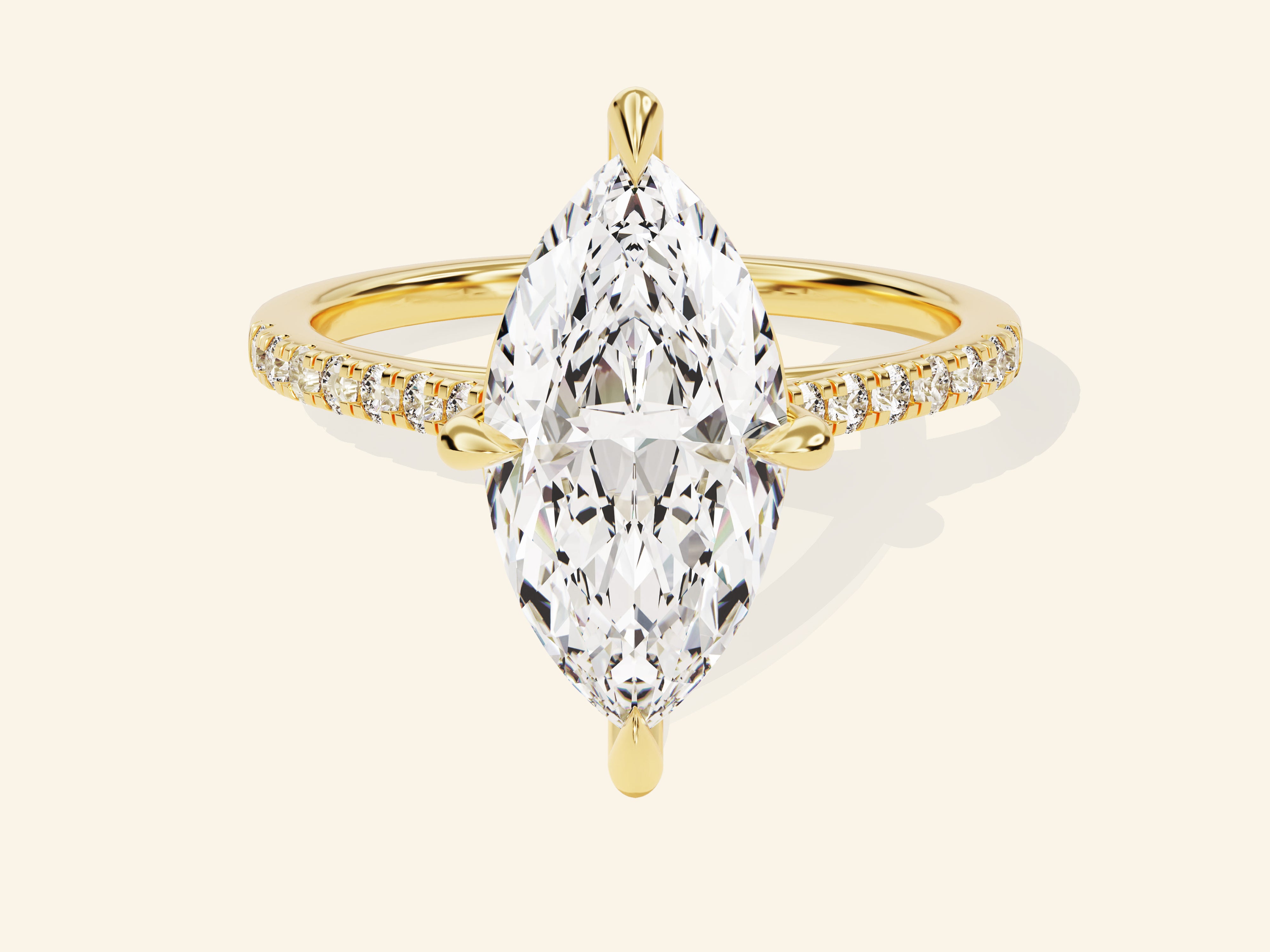Marquise Cut Engagement Ring with Pave Set Side Stones