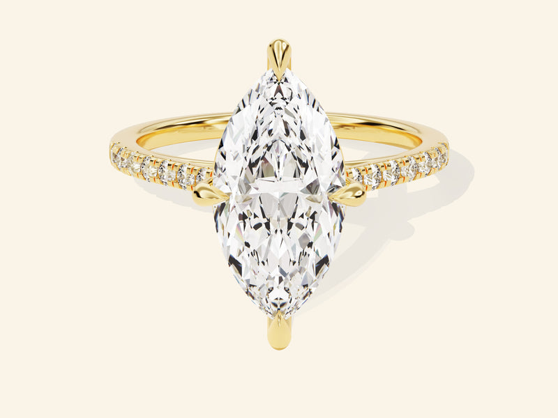 Marquise Cut Engagement Ring with Pave Set Side Stones