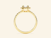 Oval Halo Engagement Ring with Pave Set Side Stones