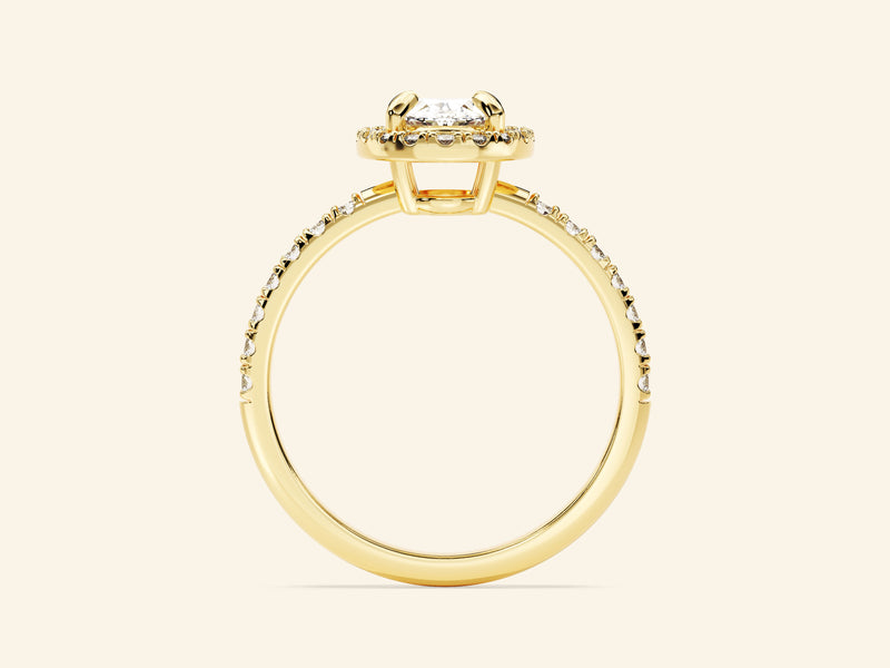 Oval Halo Engagement Ring with Pave Set Side Stones