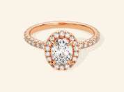 Oval Halo Engagement Ring with Pave Set Side Stones