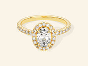 Oval Halo Engagement Ring with Pave Set Side Stones