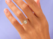 Oval Halo Engagement Ring with Pave Set Side Stones