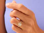 Oval Halo Engagement Ring with Pave Set Side Stones
