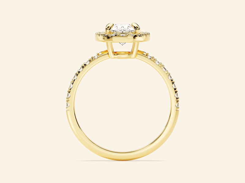 Oval Halo Engagement Ring with Pave Set Side Stones