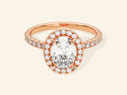 Oval Halo Engagement Ring with Pave Set Side Stones
