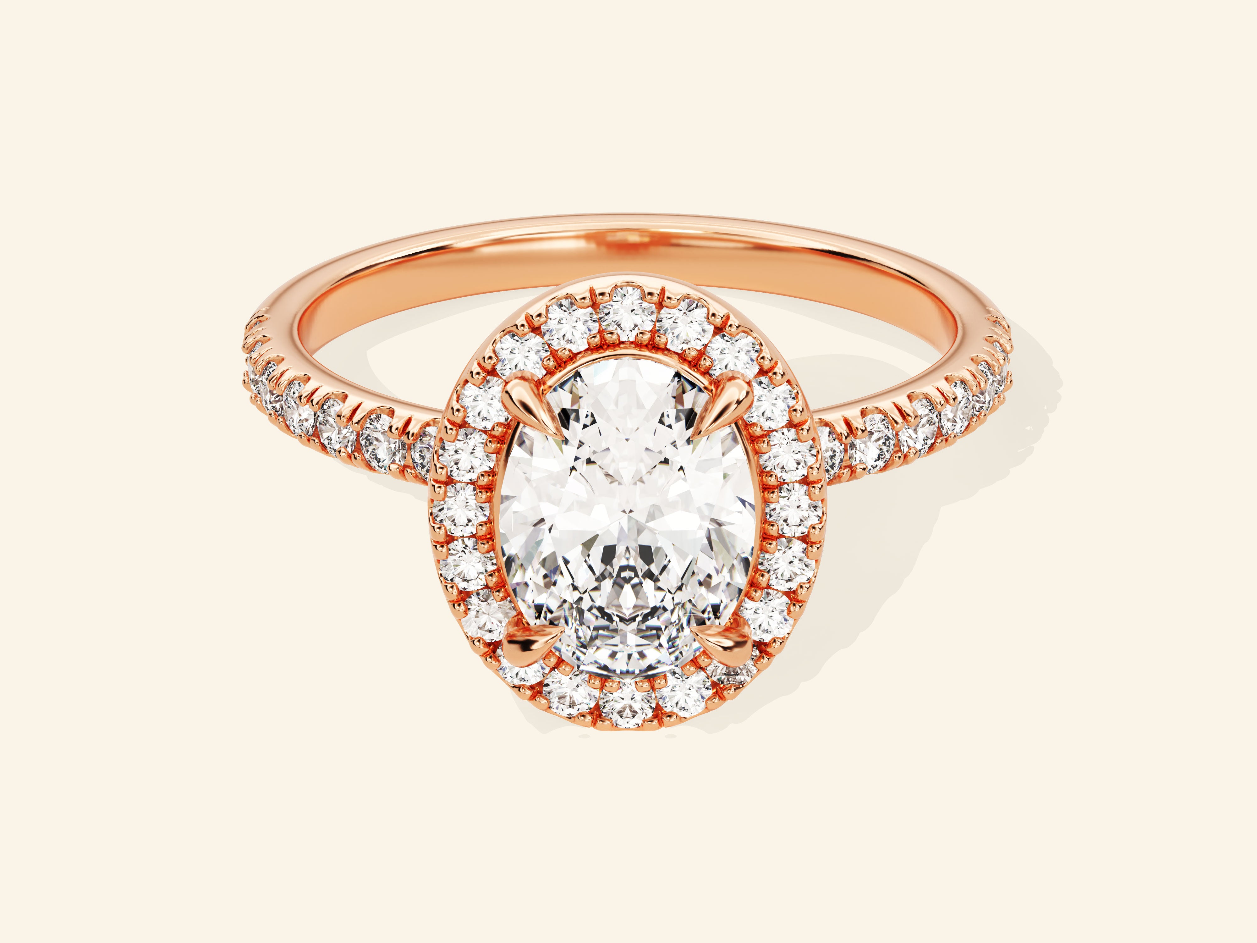 Oval Halo Engagement Ring with Pave Set Side Stones