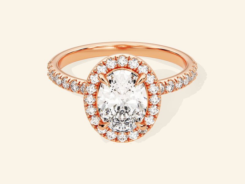 Oval Halo Engagement Ring with Pave Set Side Stones