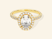 Oval Halo Engagement Ring with Pave Set Side Stones
