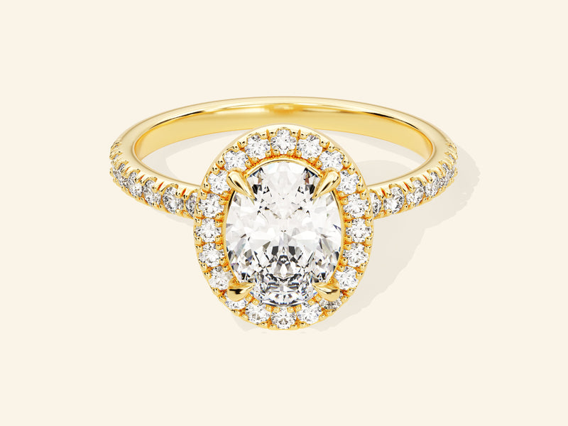 Oval Halo Engagement Ring with Pave Set Side Stones